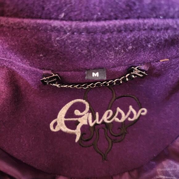 Guess Wool Blend Double Breasted Pea Coat Deep Purple Size Medium - Picture 15 of 16